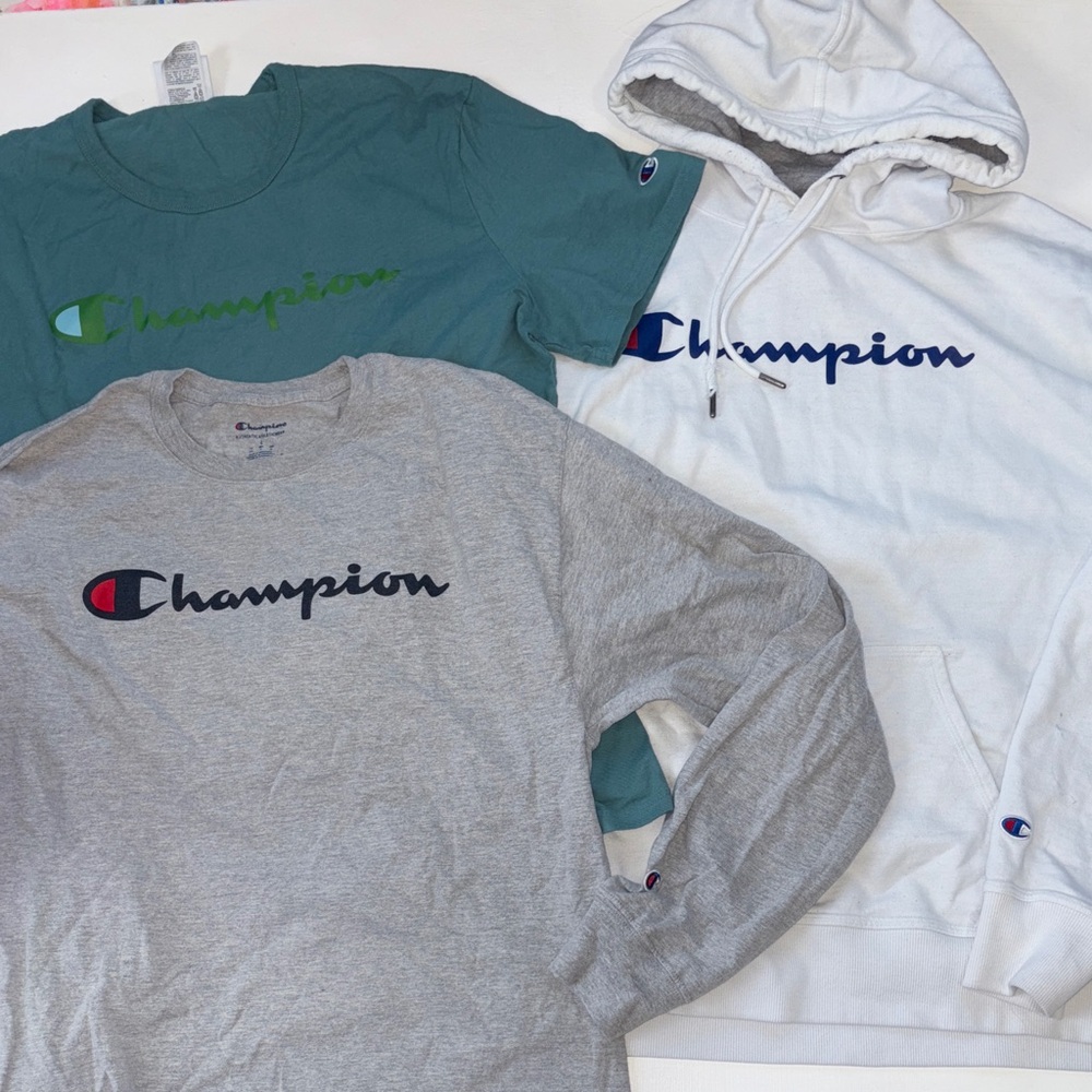 Champion Teal, Gray, and White Apparel Trio